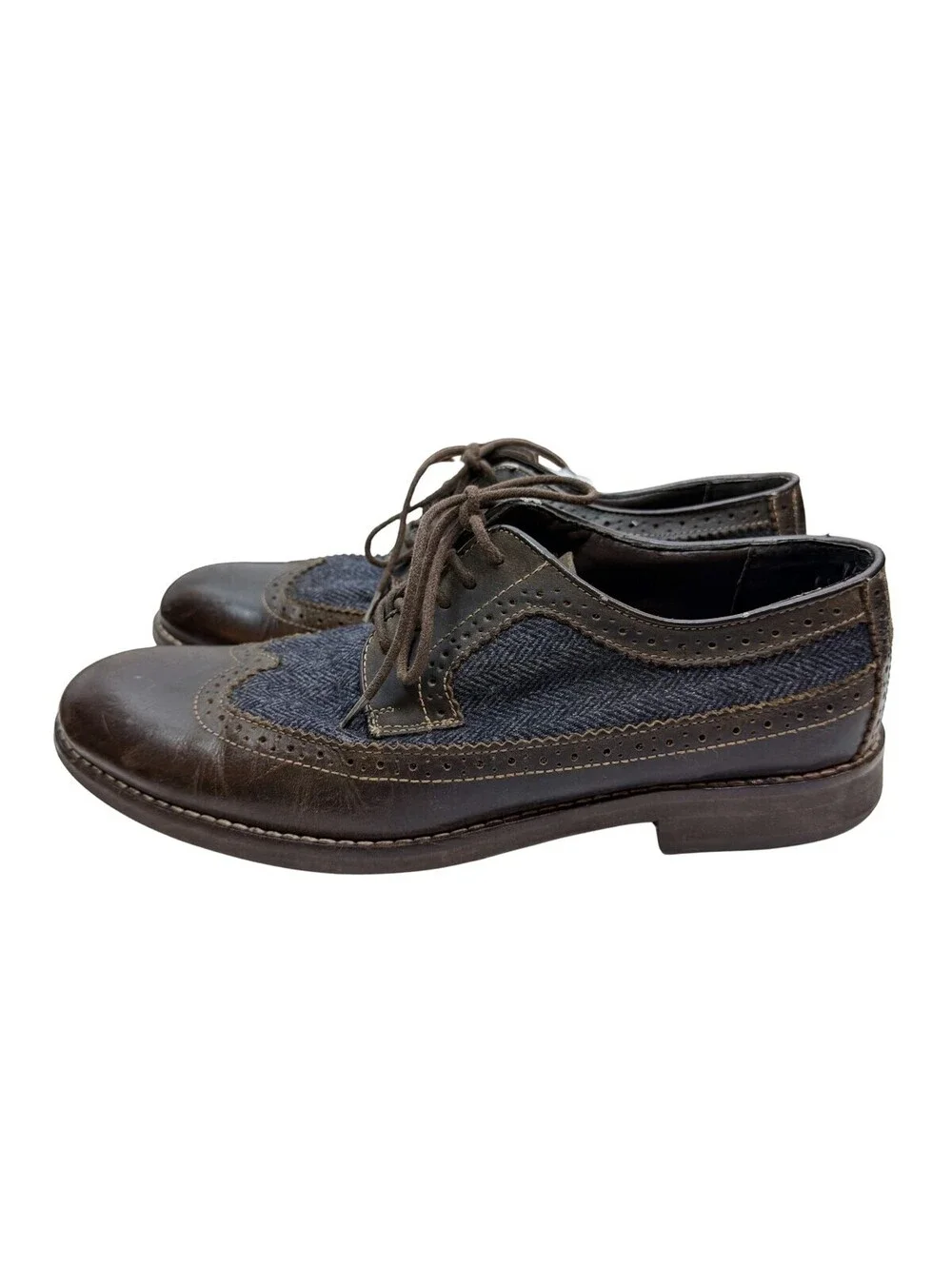 Bass Men's Leather and Fabric Wingtip Dress Shoes Size 9M